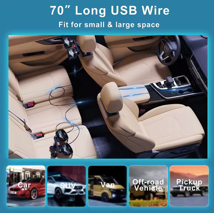 Dual Head Car Cooling Fan